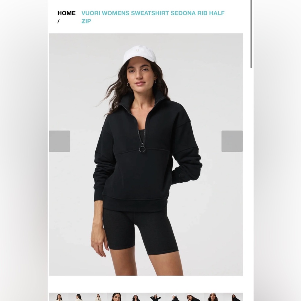 BNWT- Extra Small Vuori Women's Sedona Rib Half-Zip Sweatshirt in black